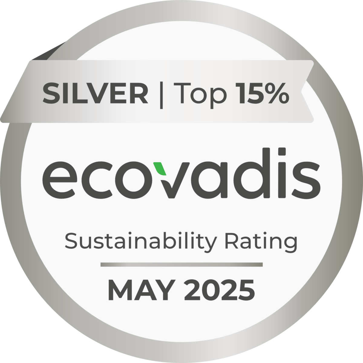 Logo de la certification ecovadis mai 2024 Sustainability Rating